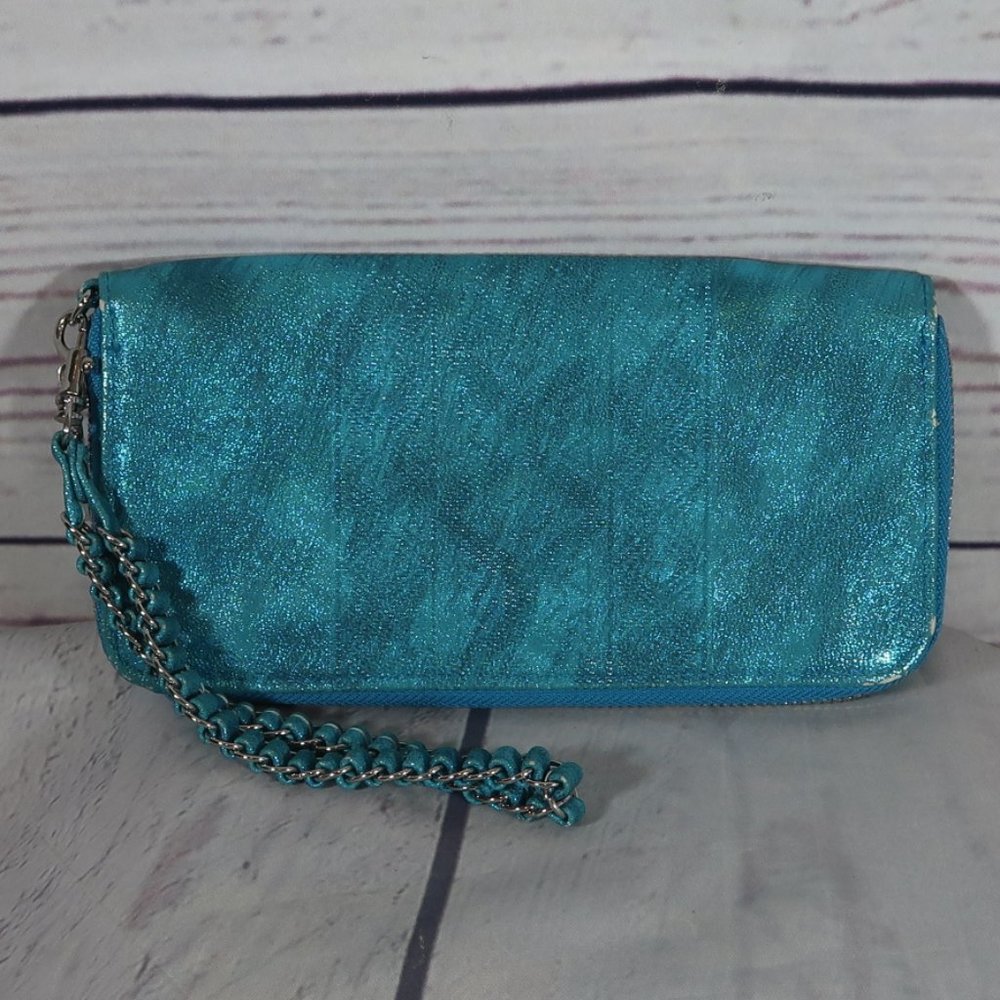 Fabulous teal sparkly wallet clutch